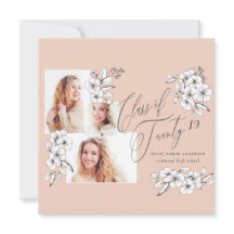 Hand illustrerade blommigtens klass 2019 student