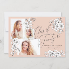 Hand illustrerade blommigtens klass 2019 student meddelande