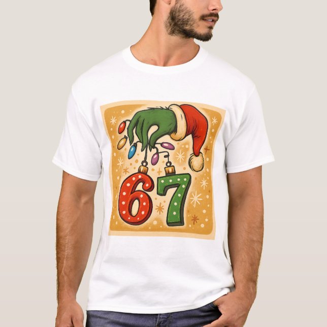 Hand Jul Ornament 6 7 Rolig Högtid T Shirt (Framsida)