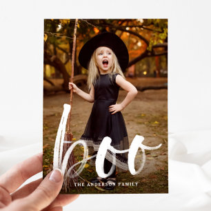 Hand-Lettered Boo Halloween-fotokort Julkort