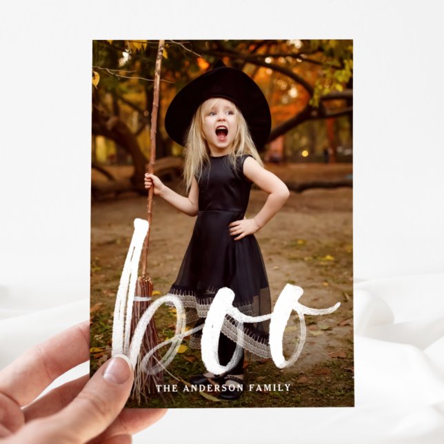 Hand-Lettered Boo | Halloween-fotokort Julkort (Skapare uppladdad)
