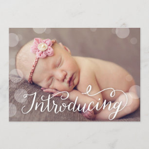 Hand Lettered Bubble Dot Photo Birth Notification Meddelande