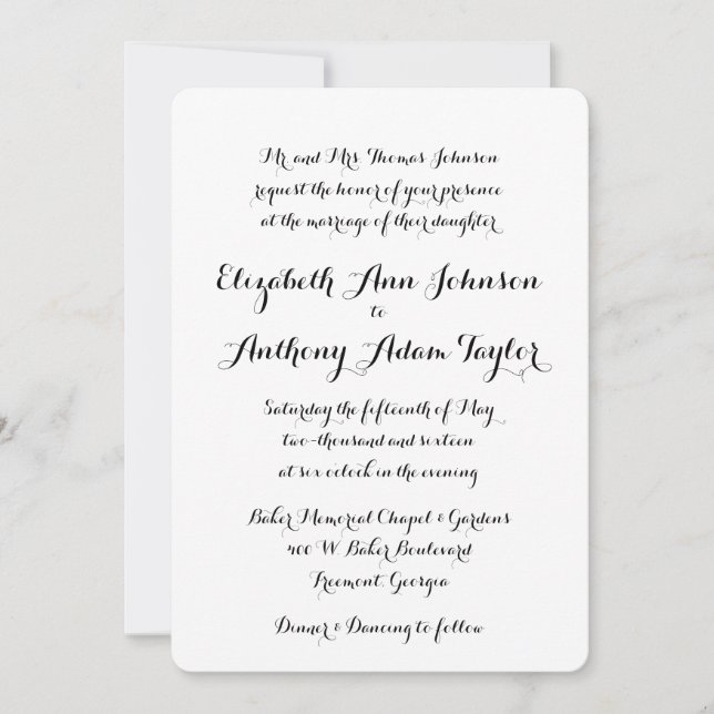 Hand Lettered Calligraphy bröllopsinbjudan Inbjudningar (Framsida)