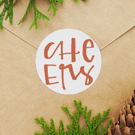 Hand Lettered Cheers Helgdag Stickers Runt Klistermärke