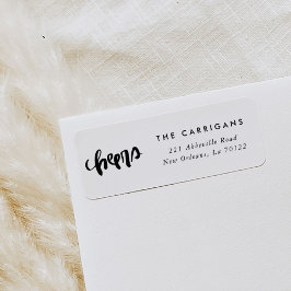 Hand-Lettered Cheers Retur Address Label Returadress Etikett