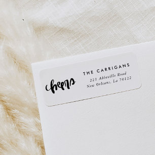 Hand-Lettered Cheers Retur Address Label Returadress Etikett