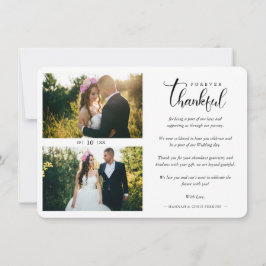 Hand Lettered Chic 2 Photos Bride & Groom Collage Tack Kort