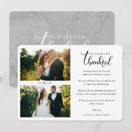 Hand Lettered Chic 2 Photos Bride & Groom Collage Tack Kort