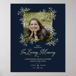 Hand Lettered Chic Flourish Navy Bröllop Memoral P Poster