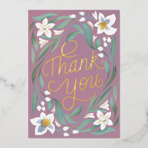 Hand Lettered Daffodil Gold Foil Tack-kort