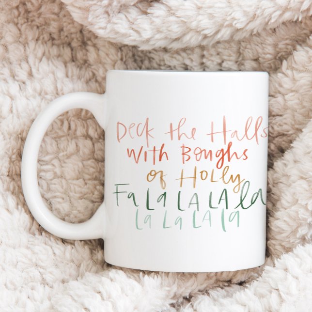 Hand-Lettered Deck the Halls Sång Kaffemugg (Hand-Lettered Deck the Halls Carol Coffee Mug)