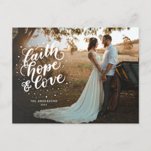 Hand Lettered Faith, Hope och Kärlek Photo Helg Vykort
