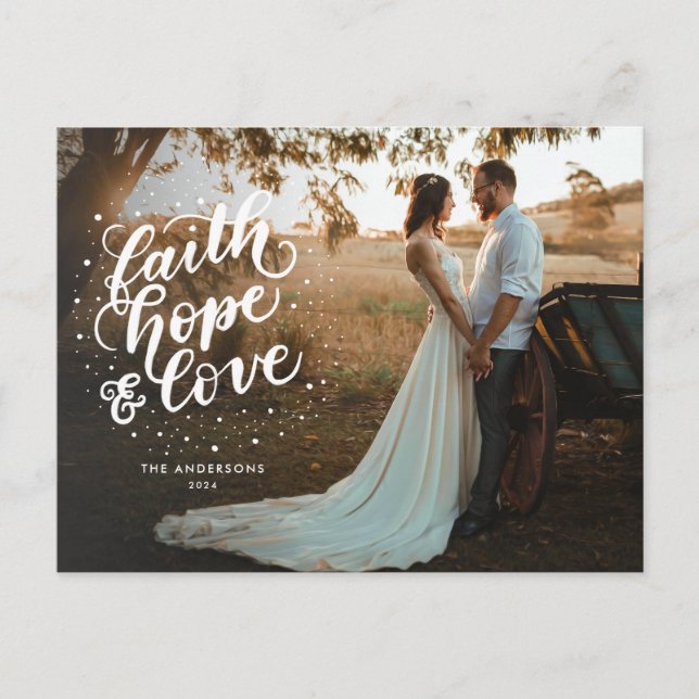 Hand Lettered Faith, Hope och Kärlek Photo Helg Vykort (Framsida)