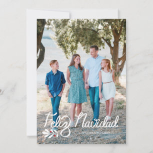 Hand Lettered Feliz Navidad Photo julkort