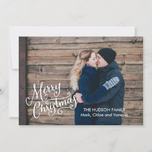 Hand Lettered God jul Fullt Photo Julkort