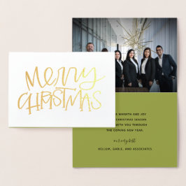 Hand Lettered God jul guldfärgkort Folierat Kort