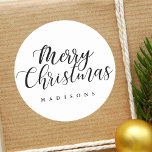 Hand Lettered God jul Helgdag Elegant Runt Klistermärke<br><div class="desc">Modern jul | Helgdag Sticker med ett vackert handskript med texten "God jul". Skicka helgdag till din familj och dina vänner. Matchande objekt är också tillgängliga.</div>