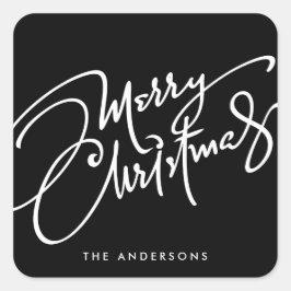 HAND-LETTERED GOD JUL | HELGDAG STICKER FYRKANTIGT KLISTERMÄRKE