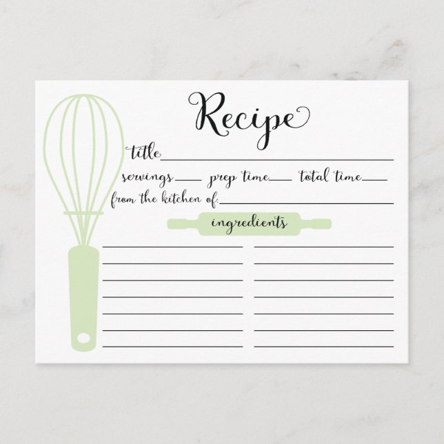 Hand Lettered Grönt Möhippa ShowerRecept Card Vykort (Framsida)