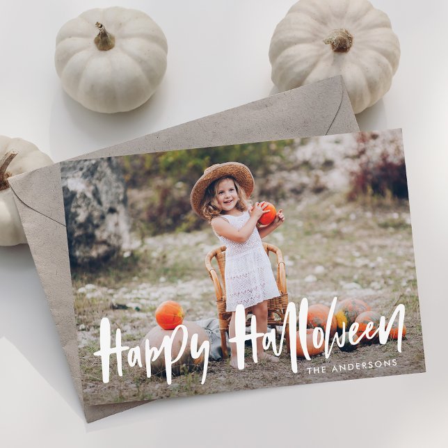 Hand Lettered Halloween | Halloween-fotokort Julkort (Skapare uppladdad)