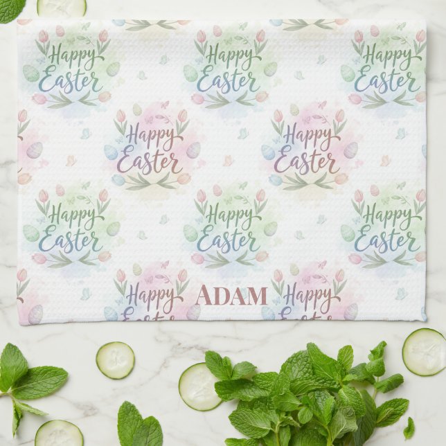 Hand-Lettered Happy Easter Watercolor  Kökshandduk (Vikta)