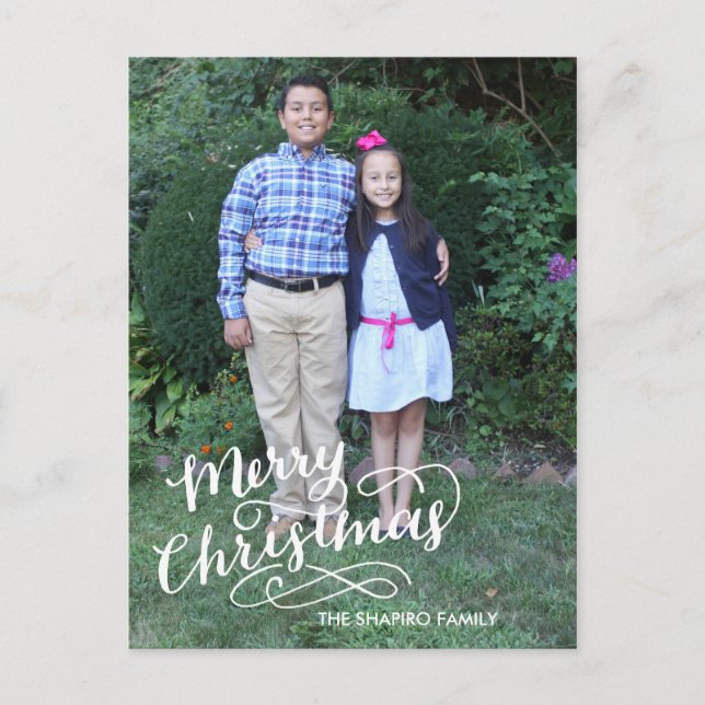 Hand Lettered Holiday Card Helg Vykort (Framsida)