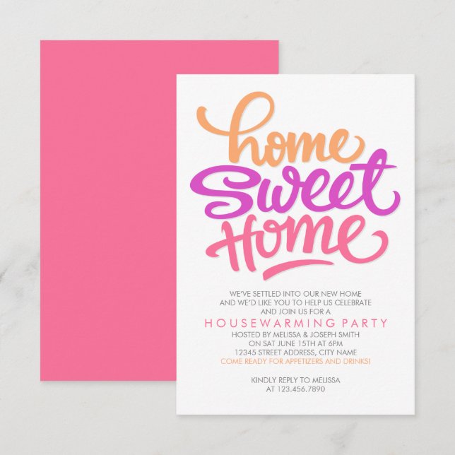 HAND LETTERED HOME SWEEME HOME | PARTY I HUSHÅLL INBJUDNINGAR (Fram/baksida)