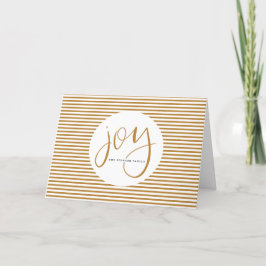 Hand Lettered Joy med Guld Streck Card Helgkort