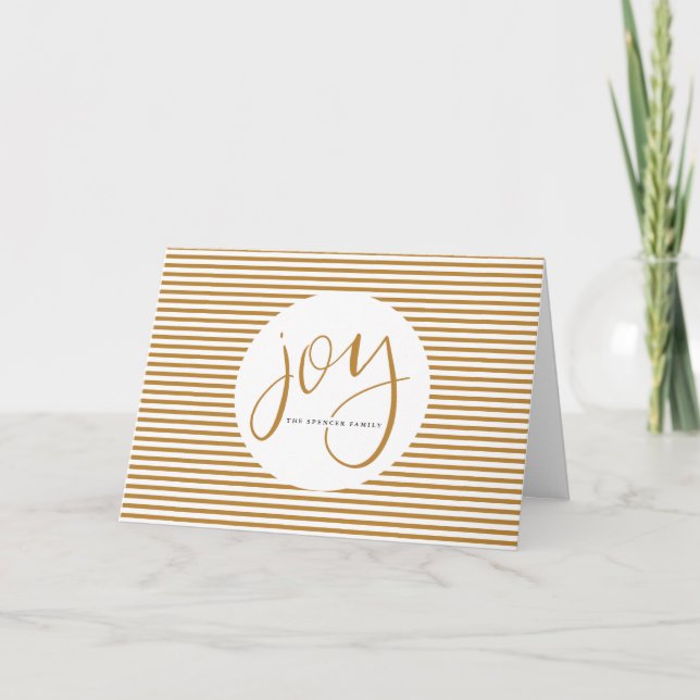 Hand Lettered Joy med Guld Streck Card Helgkort (Framsida)