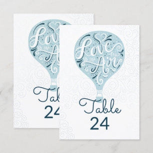 Hand Lettered Kärlek Blue Bröllop Bordsnummer