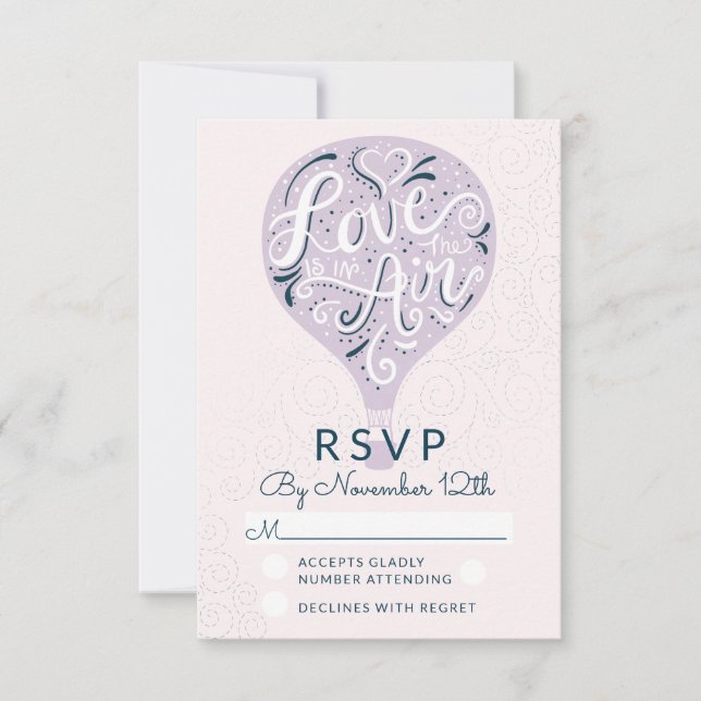 Hand Lettered Kärlek Lavender Bröllop OSA Svara (Framsida)