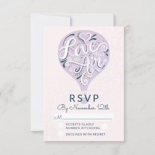 Hand Lettered Kärlek Lavender Bröllop OSA Svara Kort