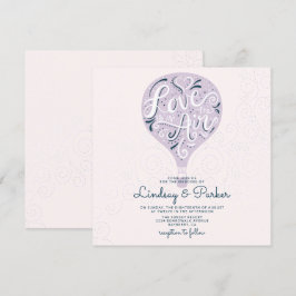 Hand Lettered Kärlek Lavender Lila Bröllop Square Inbjudningar