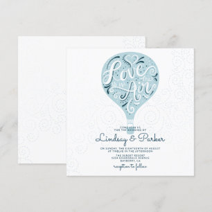 Hand Lettered Kärlek Light Blue Bröllop Square Inbjudningar