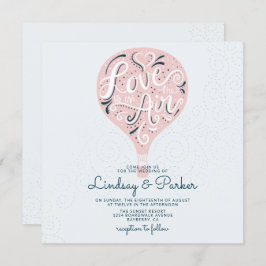 Hand Lettered Kärlek Ljusa rosa Bröllop Square Inbjudningar
