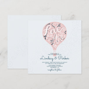 Hand Lettered Kärlek Ljusa rosa Bröllop Square Inbjudningar