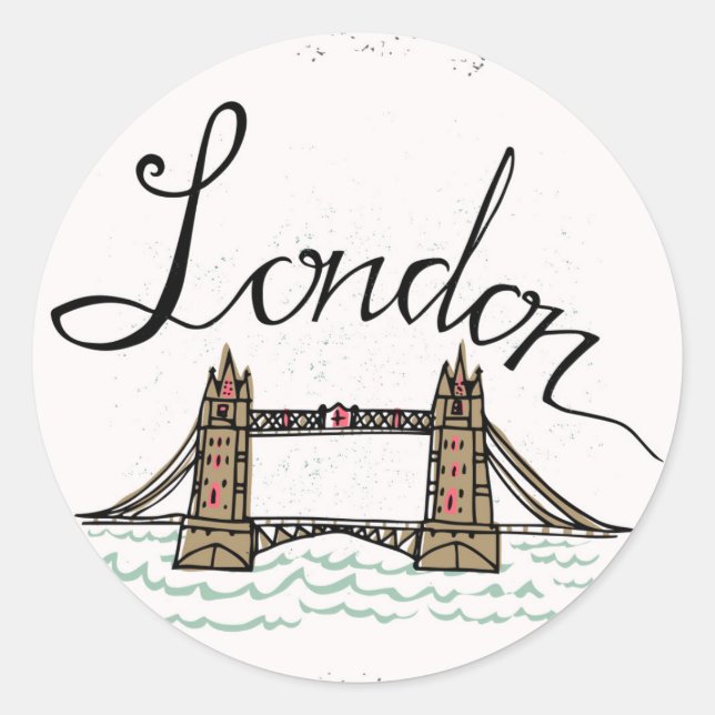 Hand Lettered London Bridge Runt Klistermärke (Framsida)