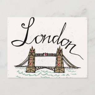 Hand Lettered London Bridge Vykort