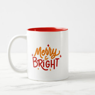 Hand Lettered Merry & Bright Two-Tone Mug Två-Tonad Mugg