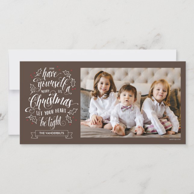 Hand Lettered Merry Li'l jul One Sided Julkort (Framsida)