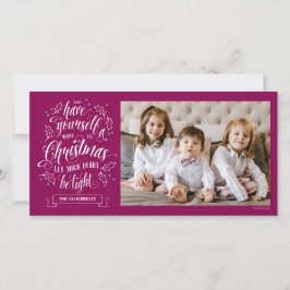 Hand Lettered Merry Li'l jul One Sided Julkort