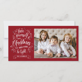 Hand Lettered Merry Li'l jul One Sided Julkort