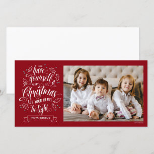 Hand Lettered Merry Li'l jul One Sided Julkort