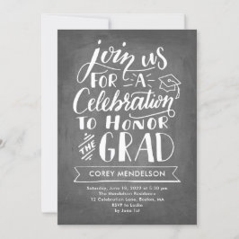 Hand Lettered Modern Chalkboard-Studentfest Inbjudningar