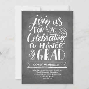 Hand Lettered Modern Chalkboard-Studentfest Inbjudningar