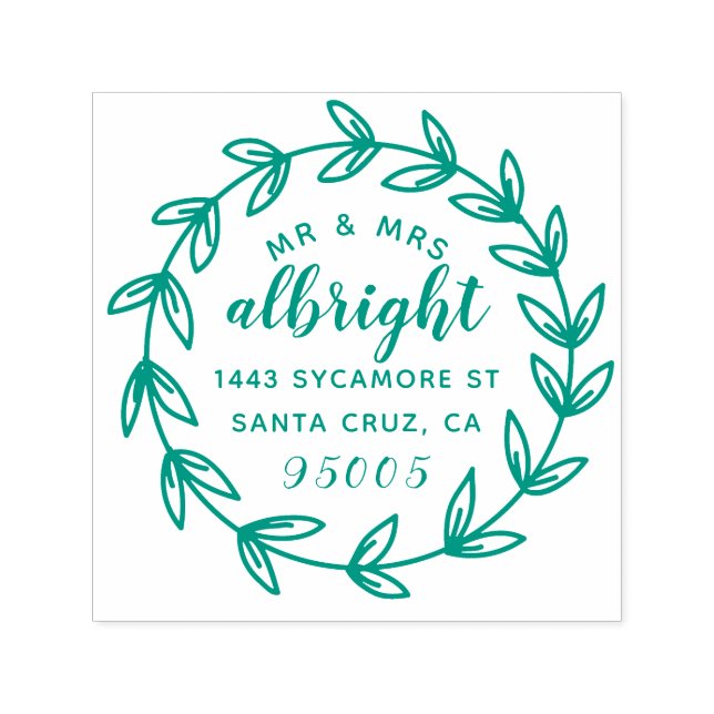 Hand Lettered Mr & Mrs Bröllop Returadress Självfärgande Stämpel (Design)