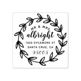Hand Lettered Mr & Mrs Bröllop Returadress Stämpel