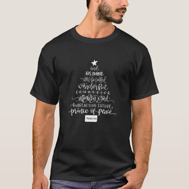 Hand Lettered Names Of God Jesus | Christmas Tree T Shirt (Framsida)