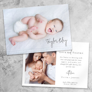 Hand Lettered Newborn Baby Photo Birth Tack Kort