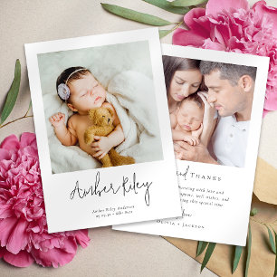 Hand Lettered Newborn Baby Photo Birth Tack Kort